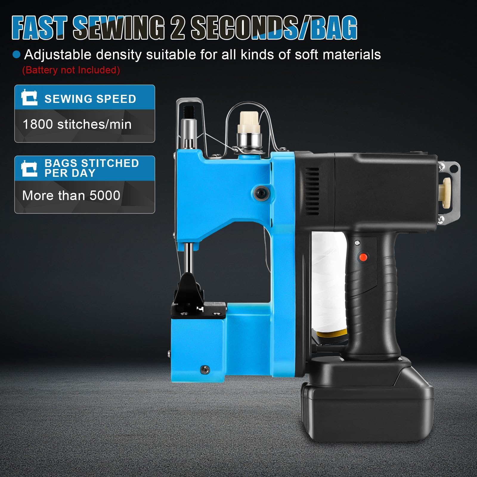 Máquina de coser portátil con batería, máquina de coser para Makita de 18 V (Sin batería), maquina de coser bolsas eléctrica, máquina de sellado para bolsas de tela, saco de papel, saco de arena, saco