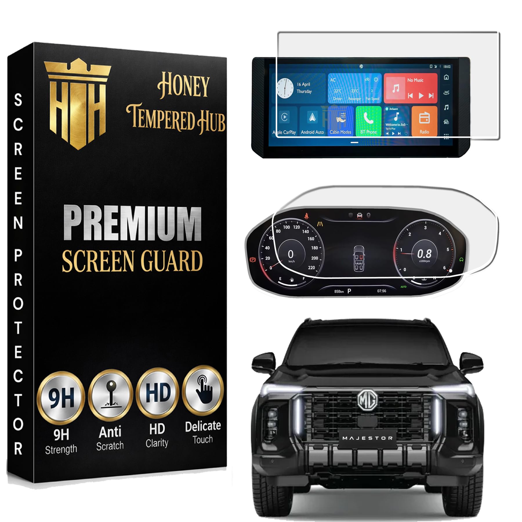 ( 2 pack ) screen guard for new mg majestor 2026/ 12.3 inch infotainment + instrument cluster protector / anti scratch / anti fingerprint / newmajestor2026 car display accessories [not tempered glass]