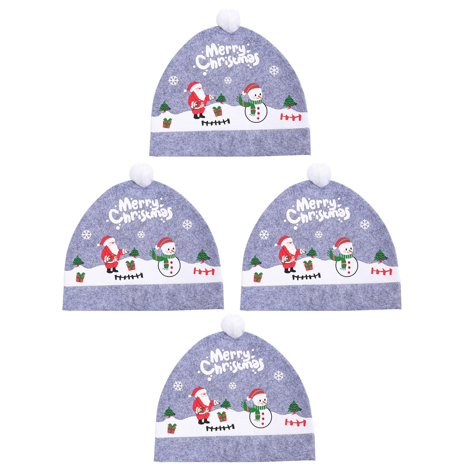 Buxuaaaa Grey 4Pcs Santa Hat Chair Back Cover Santa Hat Chair Slipcovers Ornament Christmas Dining Party Decoration Christmas Cover