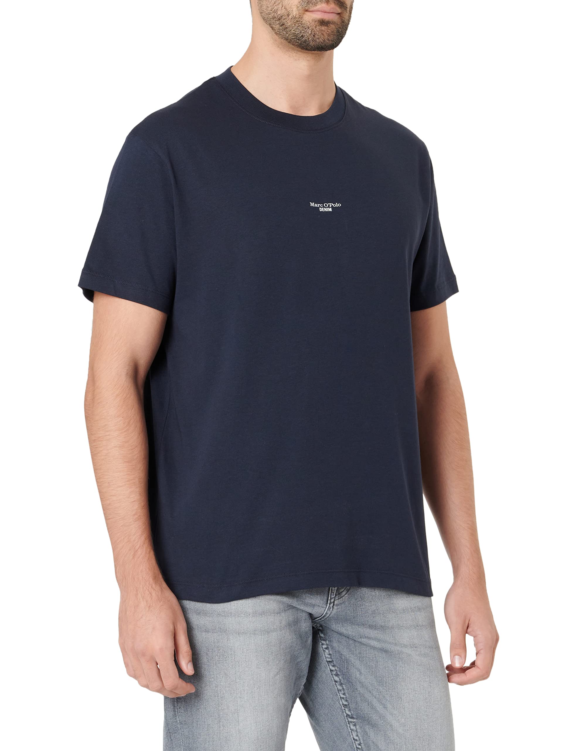Marc OߴPolo Denim Men's Organic Cotton T-Shirt with Round Neck, Blue (True Navy), M