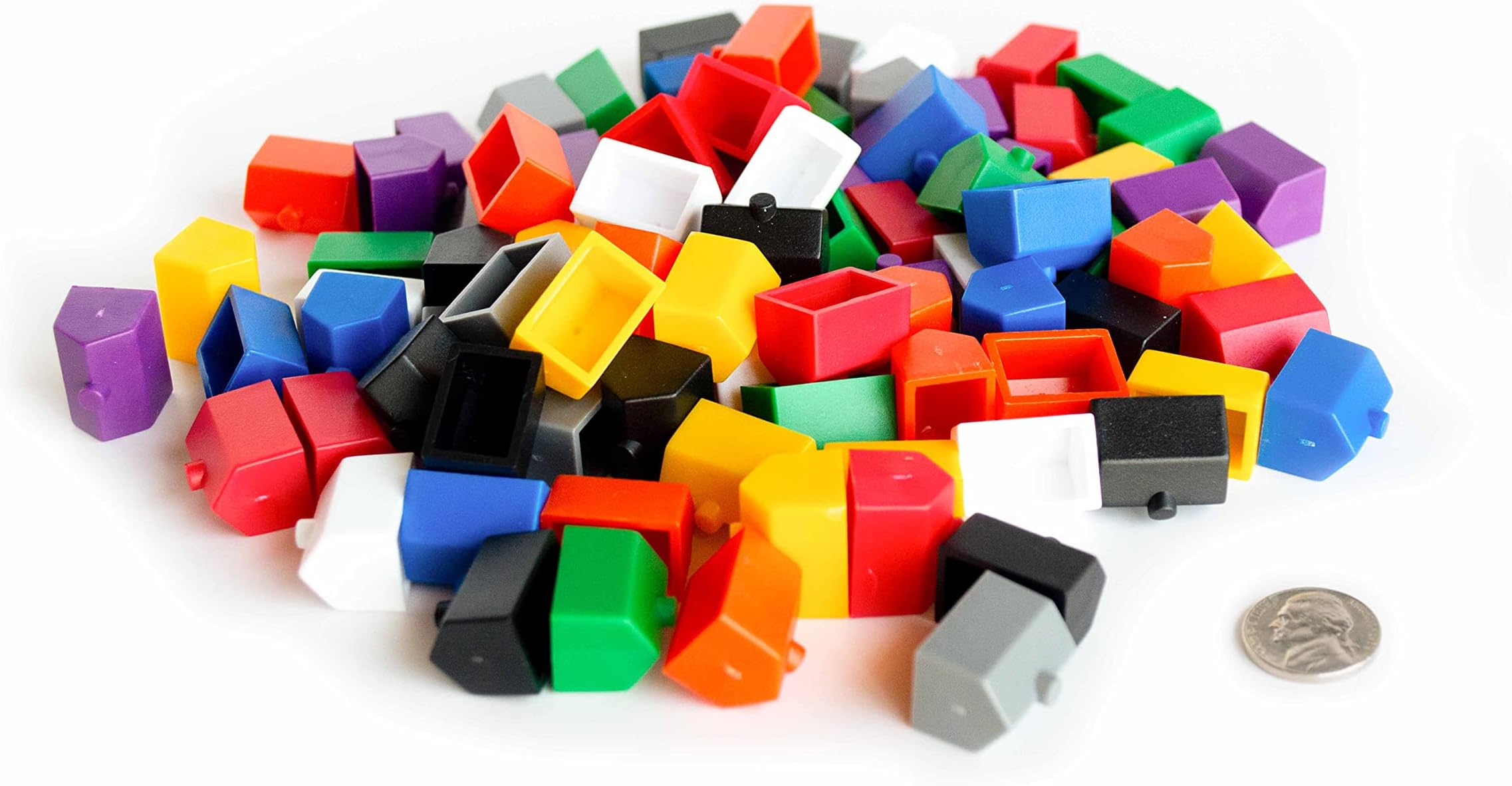 Plastic Hotels: Black, Grey, White, Red, Orange, Yellow, Green, Blue, and Purple Color Board Game Replacement Hotel (Colored Miniature Town & City Buildings, Board Game Playing Pieces) | 90 Pieces