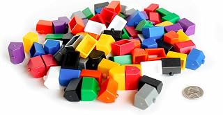Plastic Hotels: Black, Grey, White, Red, Orange, Yellow, Green, Blue, and Purple Color Board Game Replacement Hotel (Colored Miniature Town & City Buildings, Board Game Playing Pieces) | 90 Pieces