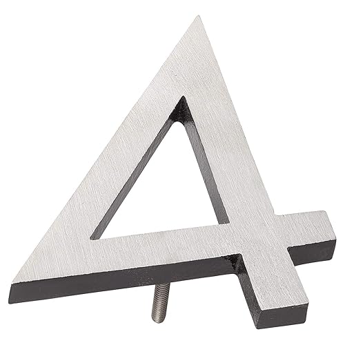 Miniatura 36 de Montague Metal Products MHN-04-F-BA1-6 Números de casa de dirección flotantes modernos de aluminio cepillado sólido, 4 pulgadas, aluminio cepillado