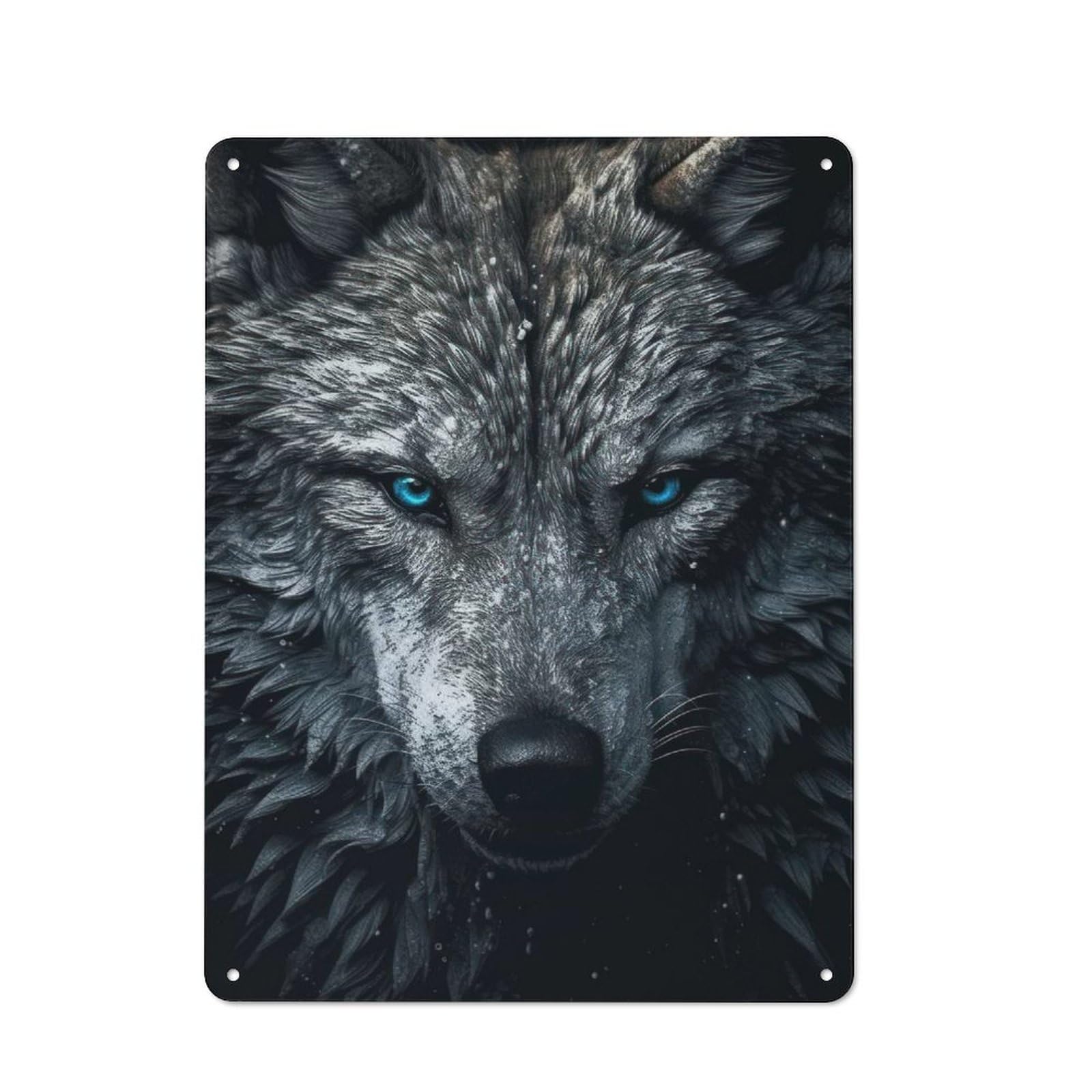 Junmoney White Wolf Portrait For Man Cave Or Games Room, Retro Tin Sign 40X30cm, A Christmas Gift For People Styling Man Cave And Games Room