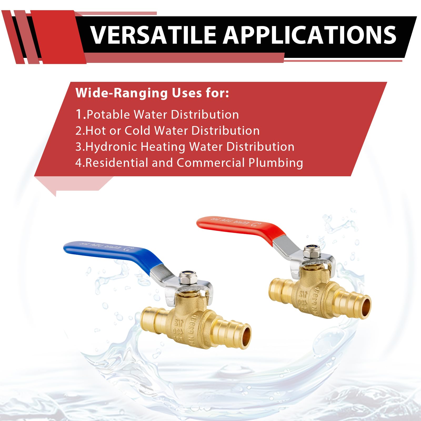 Paquete de 10 válvulas de bola de latón EFIELD Pex-A de 1/2 pulgada x 1/2 pulgada para agua caliente y fría, agua potable, ASTM F1960, certificado cUPC (10)