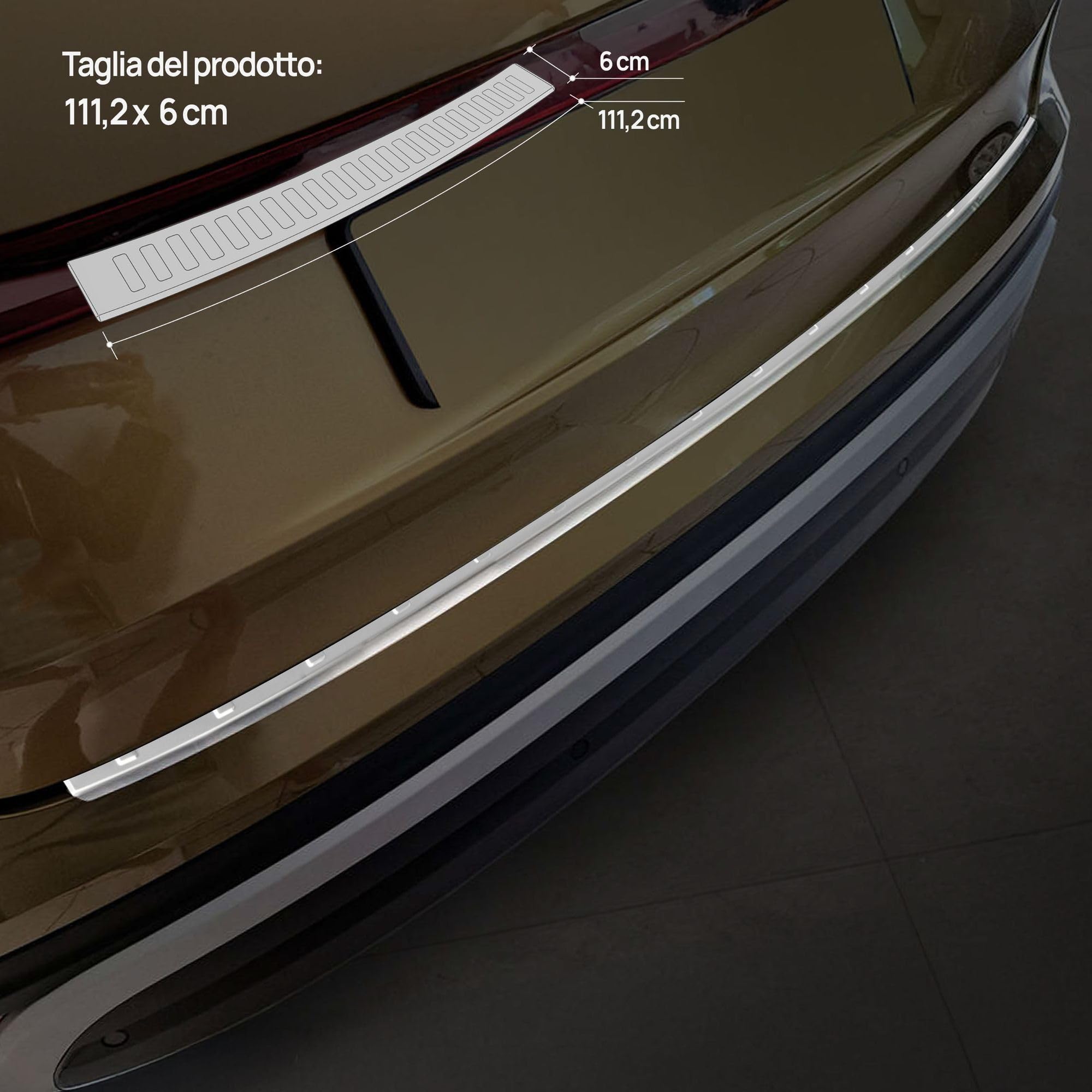 CHROMEMASTER | Protezione Paraurti Posteriore Compatibile con Skoda Kodiaq 2024+ ; Acciaio inossidabile, Spazzolato, Argento; Protezione Paraurti Protegge la Vernice dai Graffi