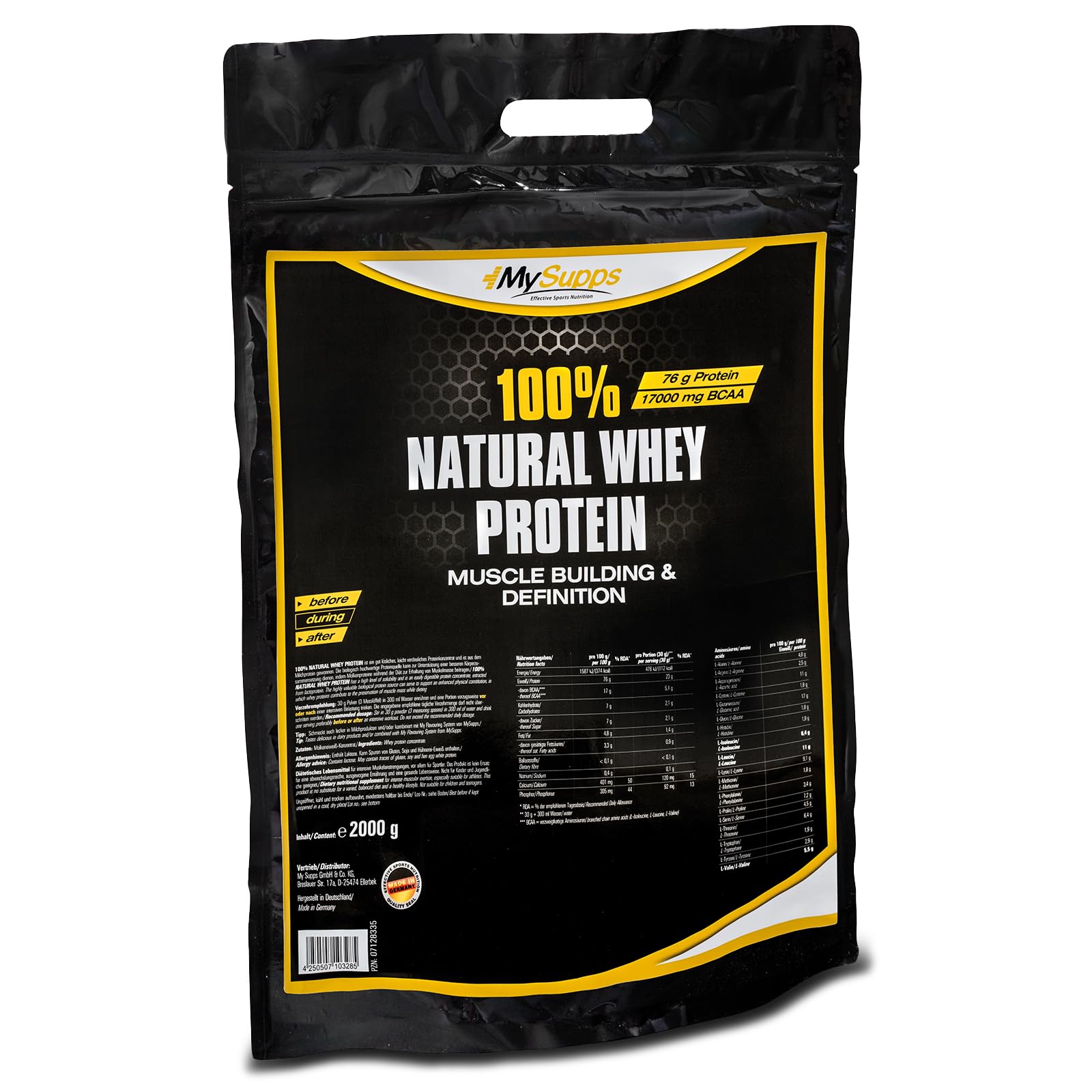 My Supps 100% Natural Whey Neutral 2.000 g Proteinpulver ohne Süßstoffe