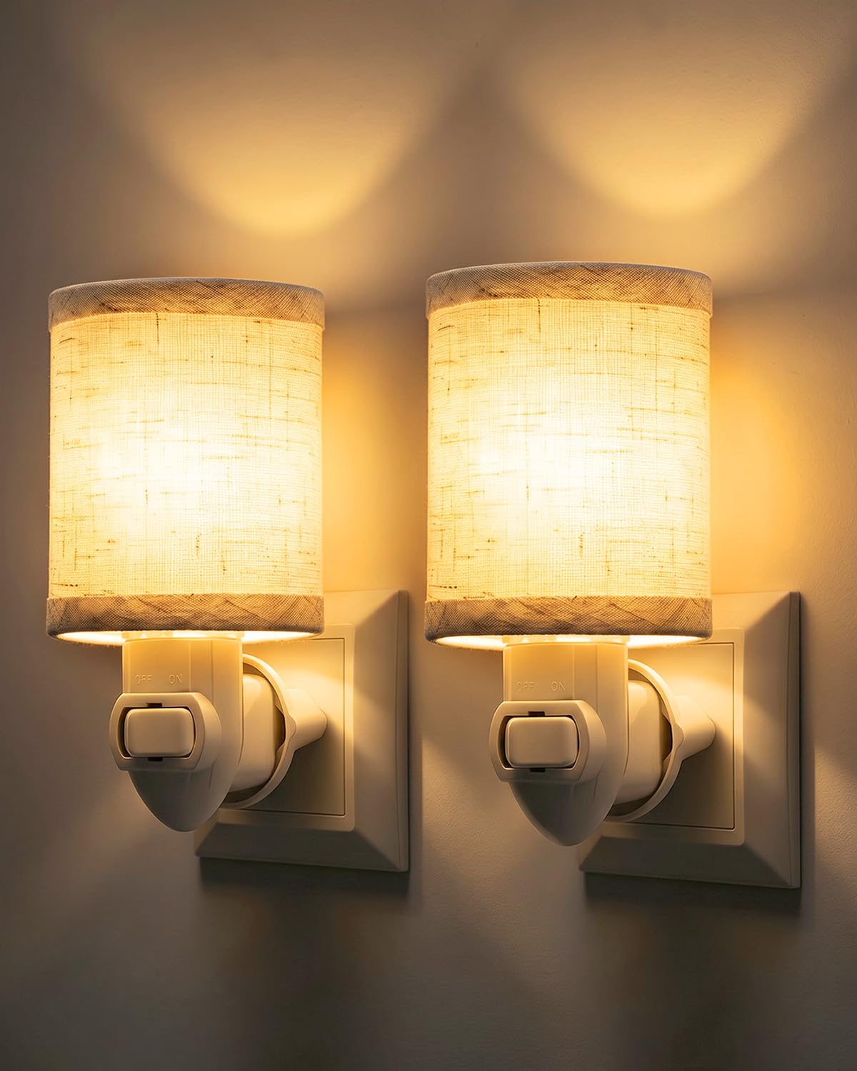 Nachtlicht Steckdose, LED Plug-in Nachtlicht Kinder Warmweiß 2200K, Steckdosenlampe für Schlafzimmer, Wohnzimmer, Flur, 2er Pack (2 x E14 1W LED-Lampe enthalten)