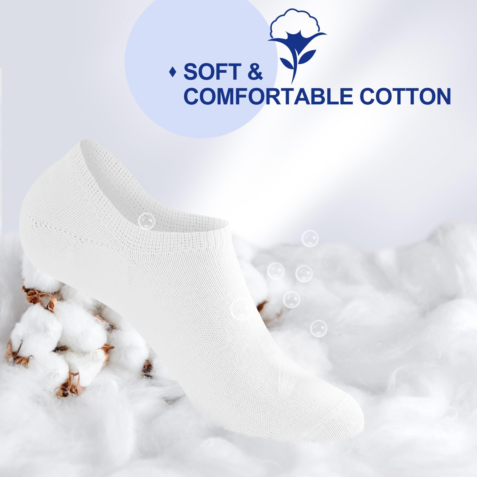 Niofind Lot de 6 paires de chaussettes invisibles invisibles en coton pour homme et femme avec doublure en silicone antidérapant