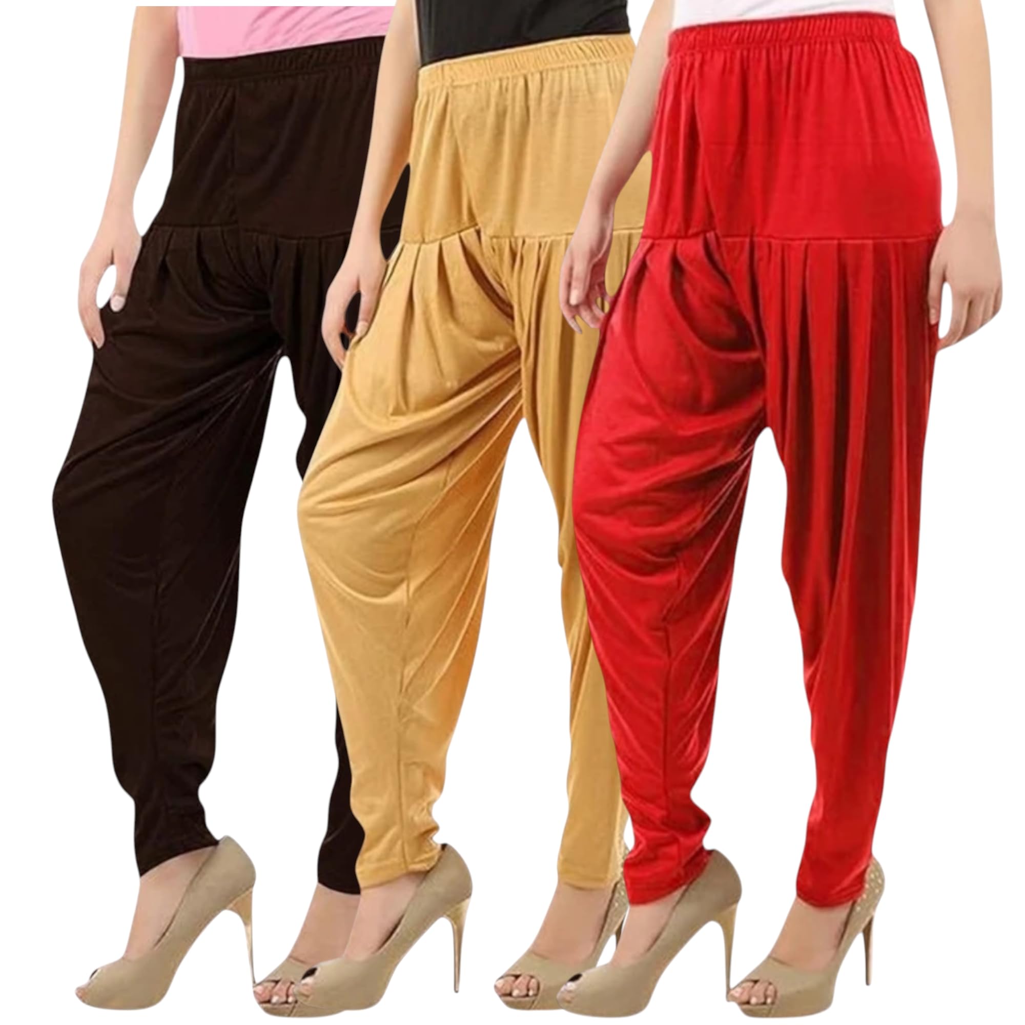 dream buds Viscose Rayon Solid Attractive Pleated Casual Wear Patiala Pants for Women-Pack of 3-picture-36