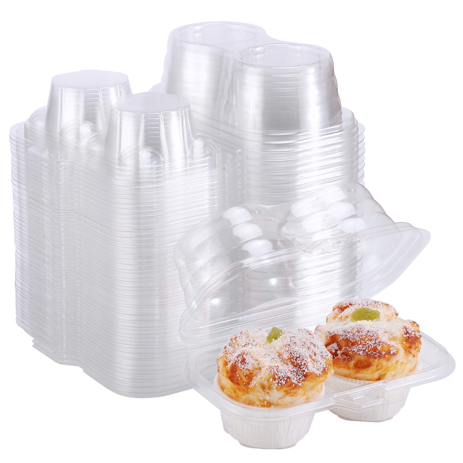 Buy Plastic Cupcake Containers, EUSOAR 50pcs 2 Cavity Cupcake Boxes
