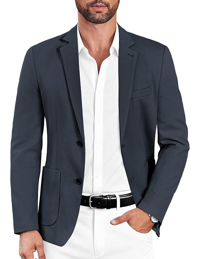 COOFANDY Mens Casual Sport Coat Blazer Two Buttons Knit Lightweight Suit Jackets