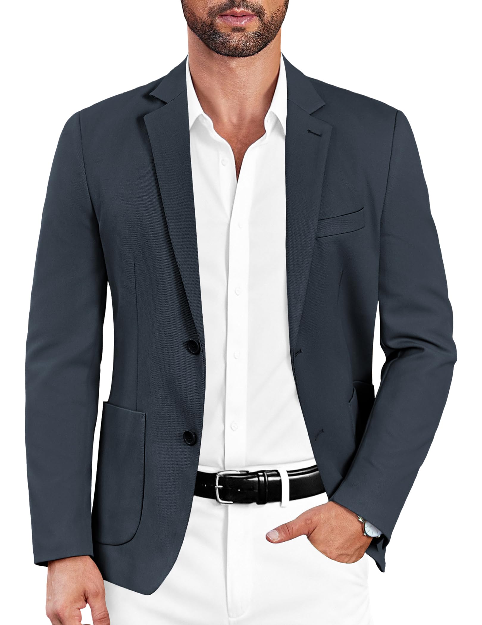 COOFANDY Mens Casual Sport Coat Blazer Two Buttons Knit Lightweight Suit Jackets