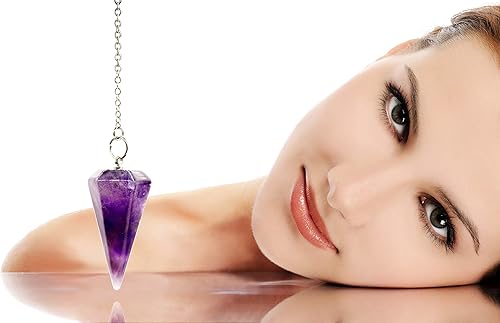 Miniatura 9 de Péndulo de radiestesia hecho de cristal de aventurina verde natural para adivinación chakra reiki. puntiagudo con cadena y bolsa de joyería