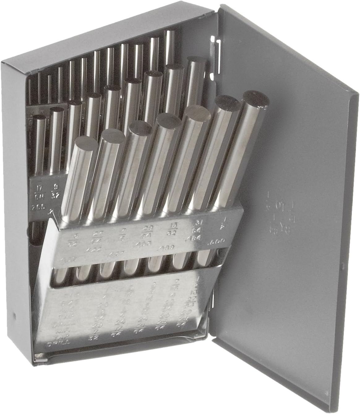 Chicago Latrobe 165 Series High-Speed Steel Drill Blank Set with Metal Case, Uncoated (Bright) Finish, Inch, 29-piece, 1/16" - 1/2" in 1/64" increments