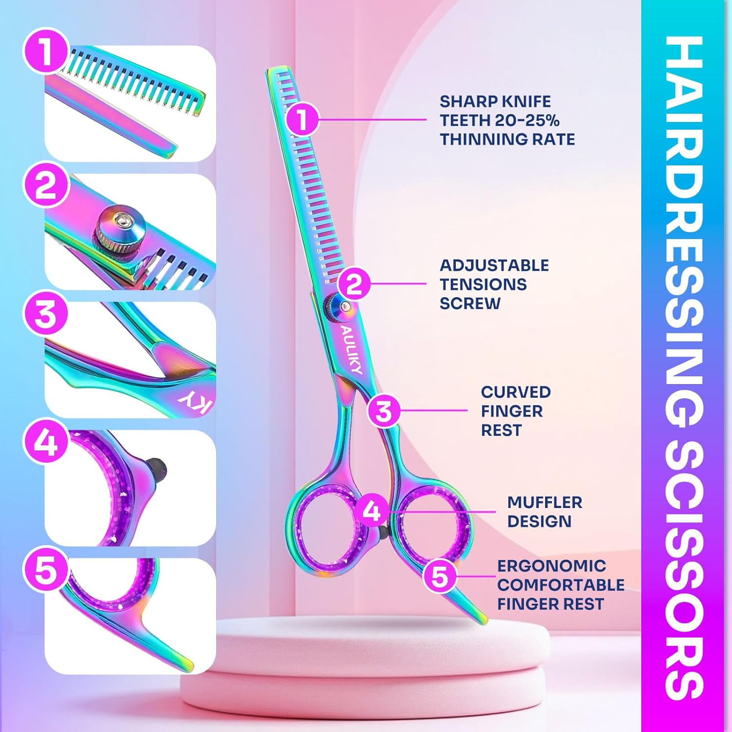 Hair Cutting Scissors Shears Kit, 6.7” Barber Scissors,Professional Haircut Kit,Stainless Steel Hairdressing Thinning Scissors Shears for Barber,Salon,Women,Home,Men