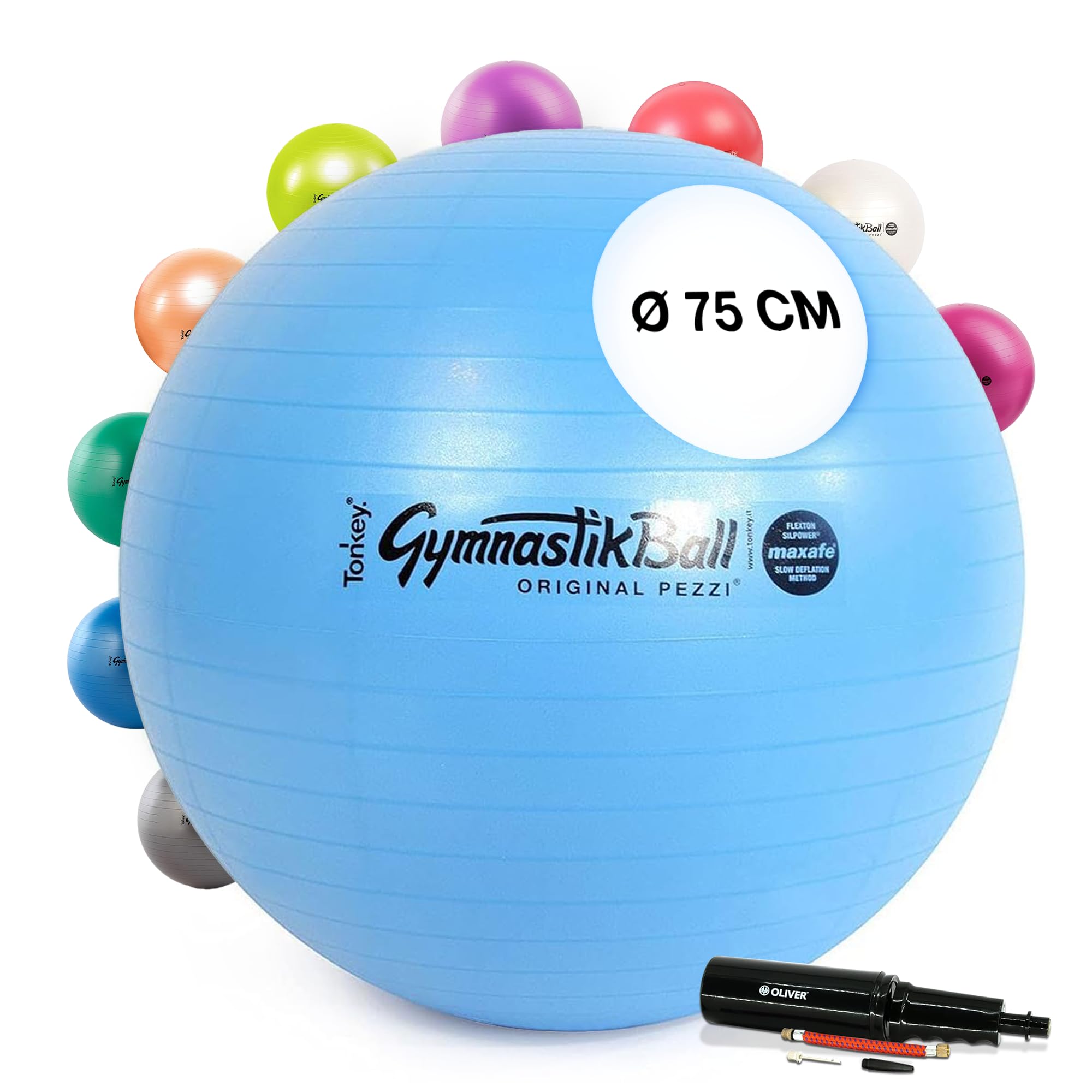 PEZZI Original Pezziball MAXAFE 75 cm mit Pumpe lightblue