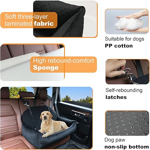 Miniatura 4 de Vamtnner Asiento de coche para perros grandesmedianos de menos de 60 libras o 2 perros pequeños cama de asiento trasero para mascotas para seguridad