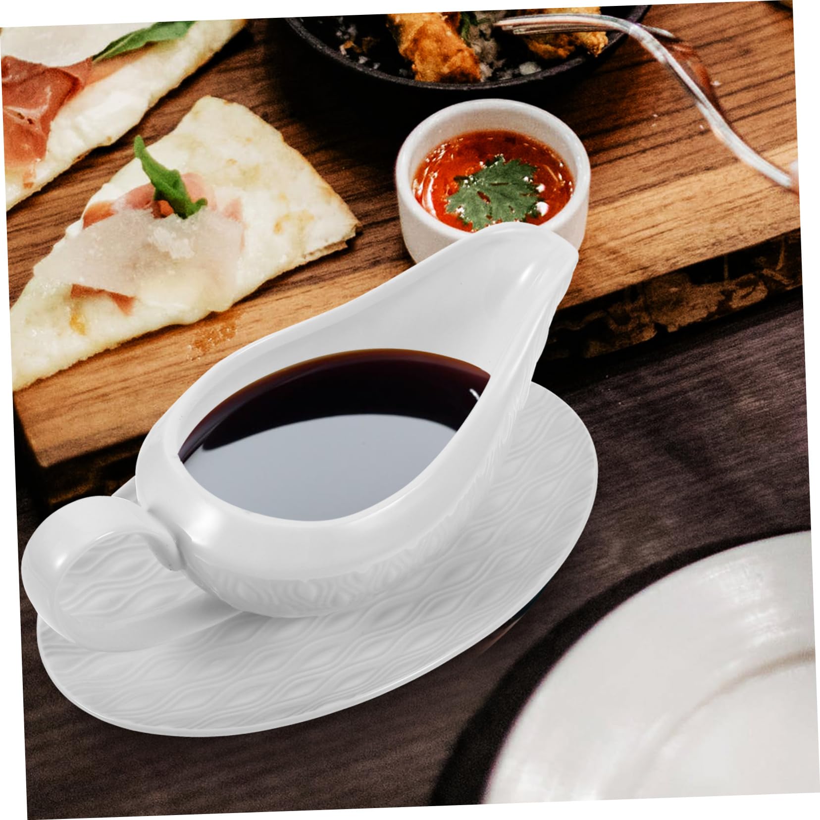 BRIGHTFUFU Milk Cup Juice Bucket Small Sauce Pitcher Salad Dressings Boat Gravy Condiment Bowl Seasoning Jar Condiment Boats Saucer Boats with Handle Sauce Cup Soy Sauce Bowls Ceramics White