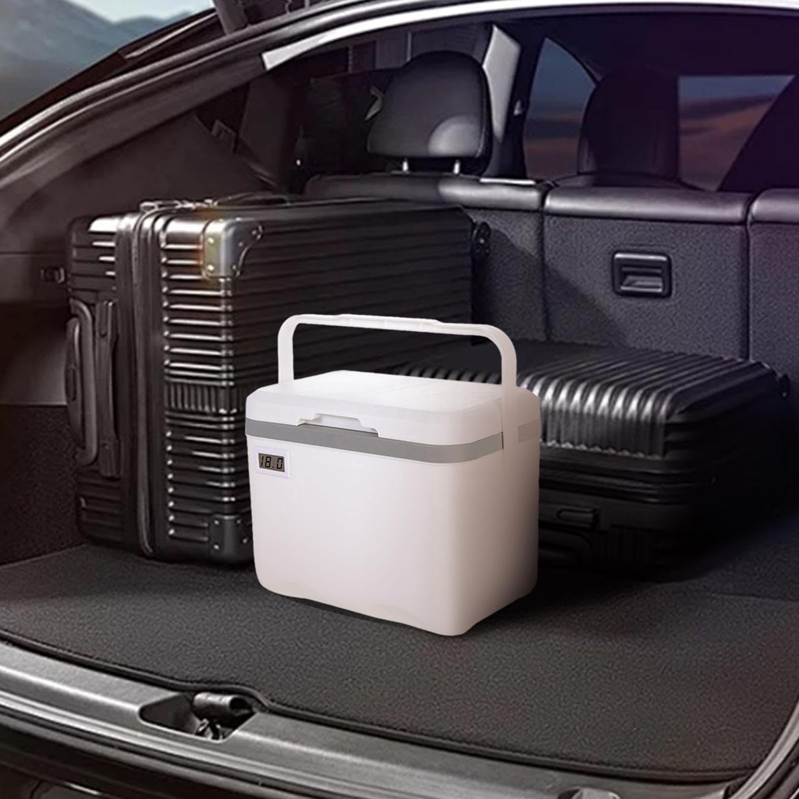 Isolierter Kühlerboxbehälter mit Temperaturanzeige luftdicht 6L -Träger Kalt/Wärmekonservierung Kühler für Picknick, Weiß