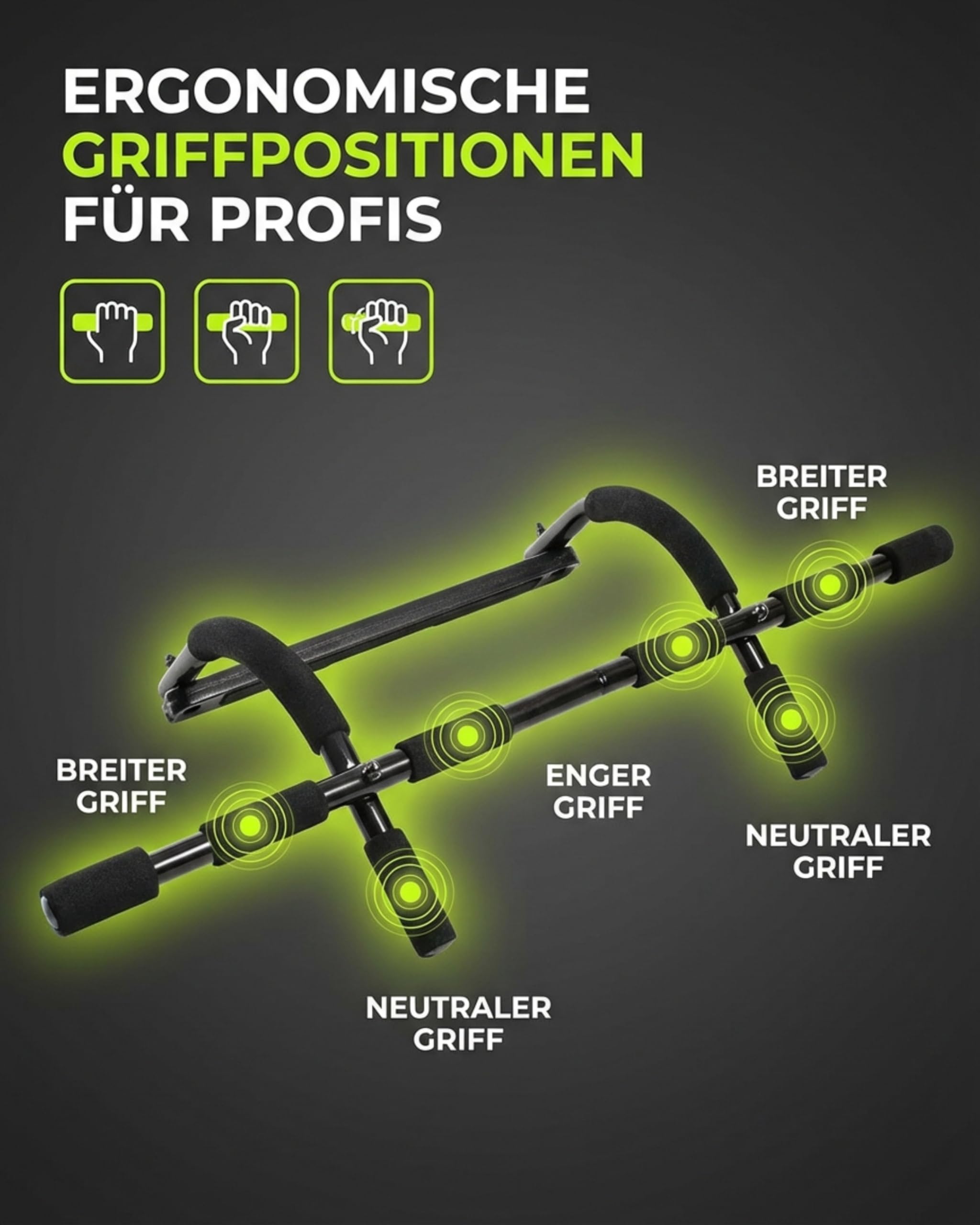 TOOLZ Klimmzugstange Türrahmen – Pull Up Bar für Zuhause – Klimmzugstange Tür – Türreck & Multifunktions Reckstange Indoor – Barfix Trainingsgerät
