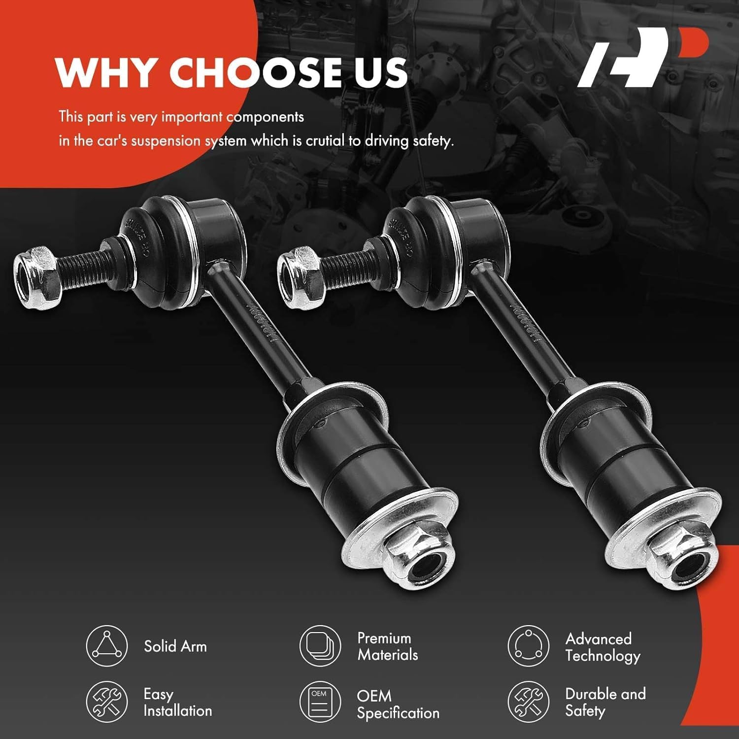 A-Premium 2 x Rear Sway Bar Links Stabilizer Bar Links, Compatible with Hyundai Accent 2000-2006