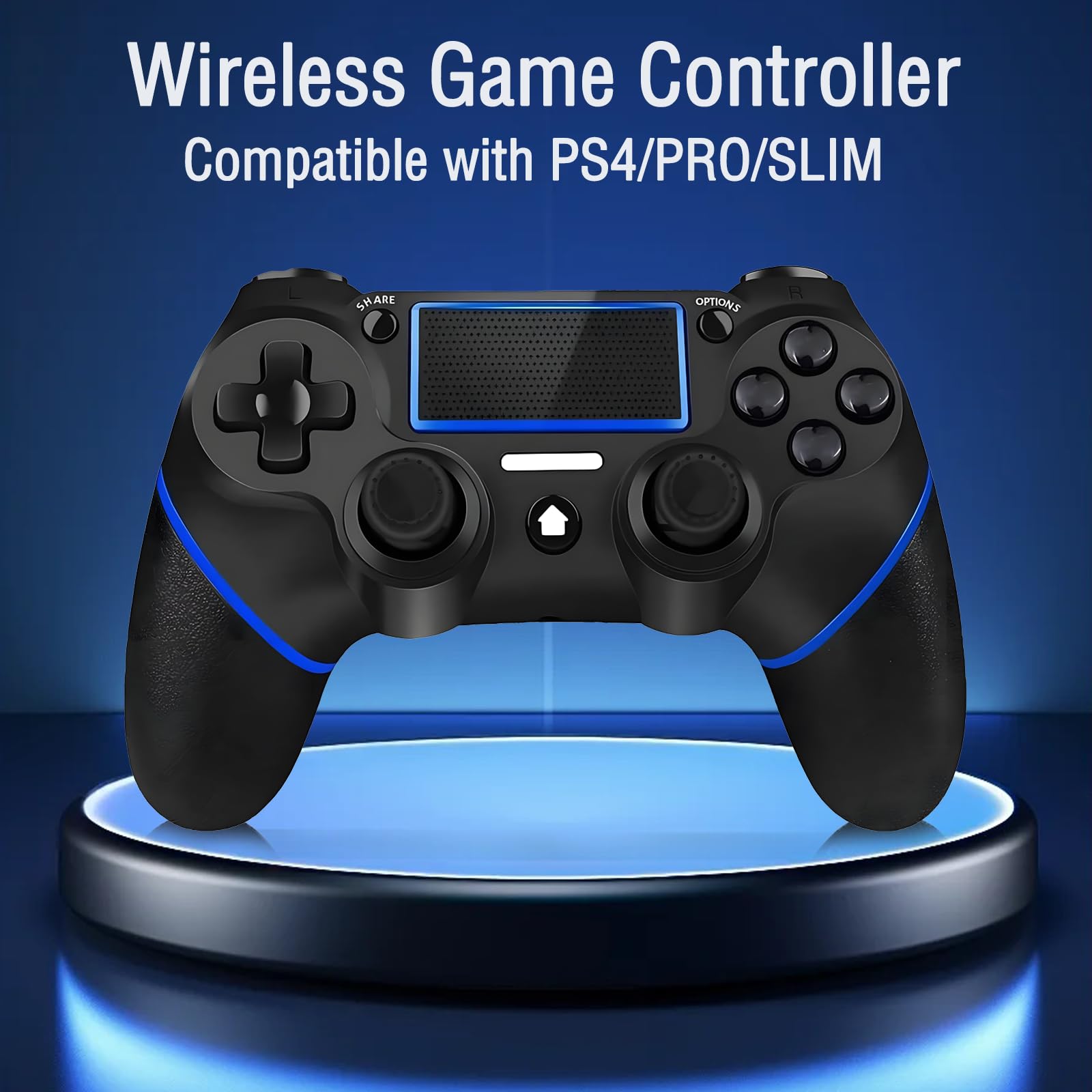REKBOO Mando inalámbrico para PS4, Joystick Gamepad para PS4/Slim/Pro con Doble Motor de Vibración | Batería 600mah | Panel Táctil | Altavoz Audio Jack 3.5mm