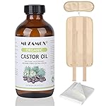 MUZAMOX Castor Oil Pack Wrap & 8fl.oz Glass Bottle Set, Organic Cold-Pressed Unrefined Castor Oil Included