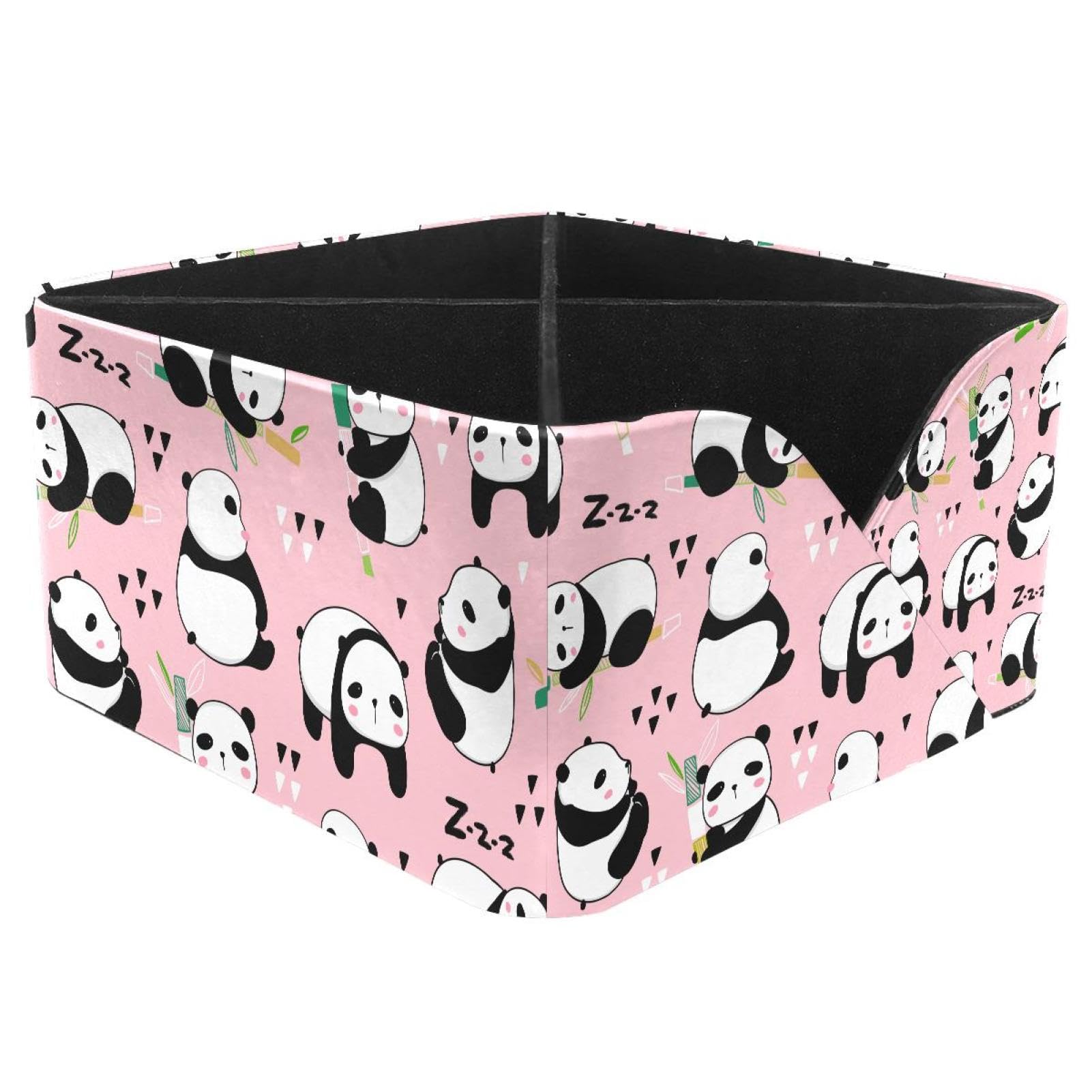 KengjuTesu Kawaii Panda Eat Bamboo Bears Various Poses Pattern Desktop Organizer Pen Holder, Rectangular Pencil Cup for Office, Study and Makeup Stations