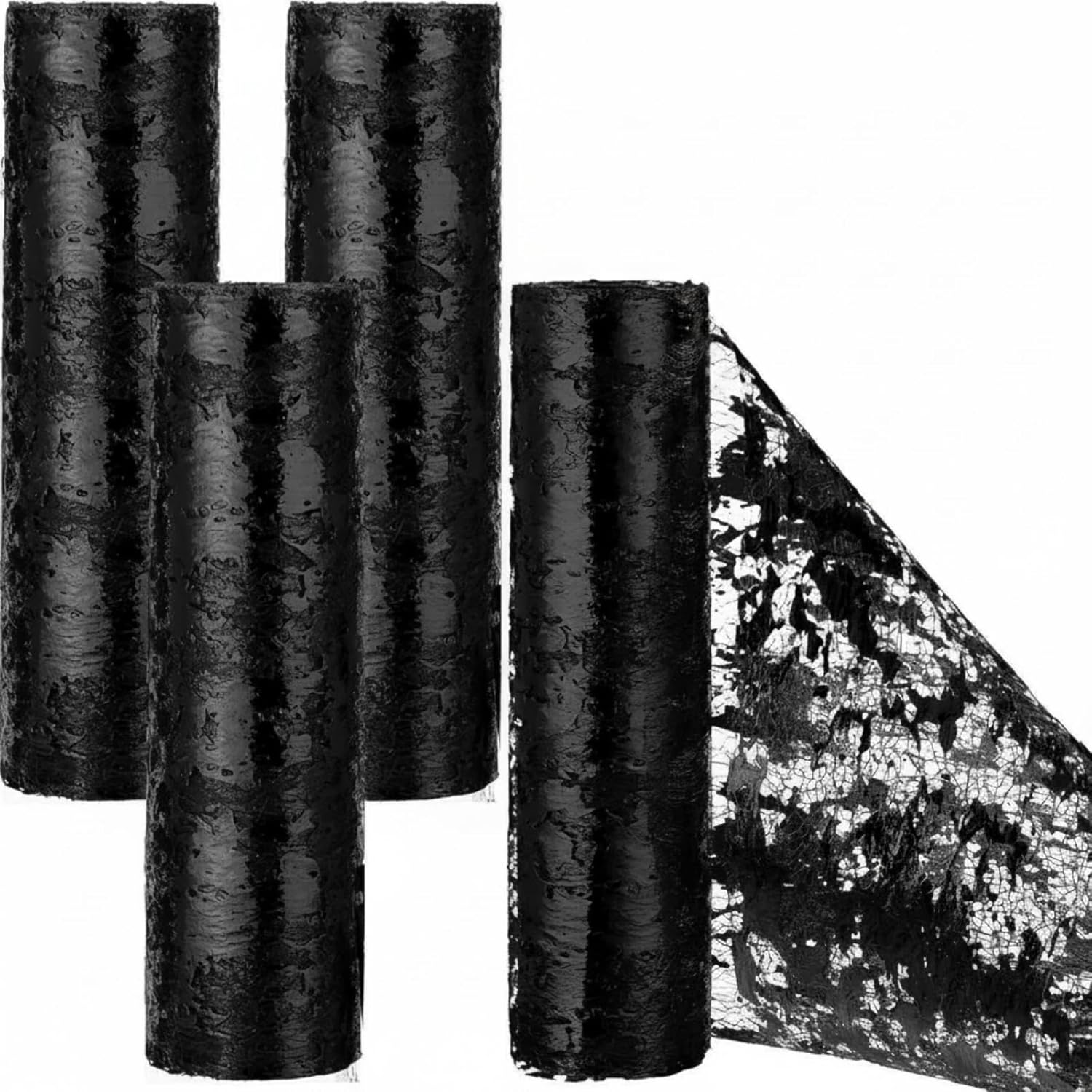 Suncalla 4 Rolls 10 Inch Black Foil Metallic Mesh Ribbon 64 Yards Shiny Glitter Mesh Ribbon for Valentines Easter Wide Garland Bow Wreath DIY Crafts Gifts Wrapping Holiday Party Home Door Decoration