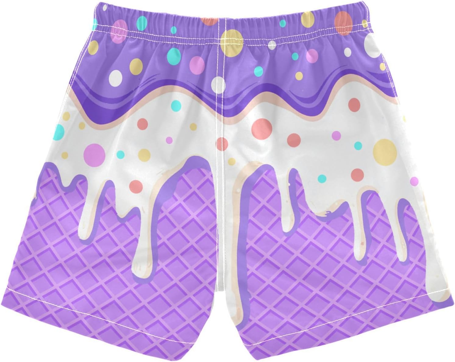Purple Ice Cream Toddler Boys Swim Trunks Quick Dry Board Beach Swimwear with Pockets 5T
