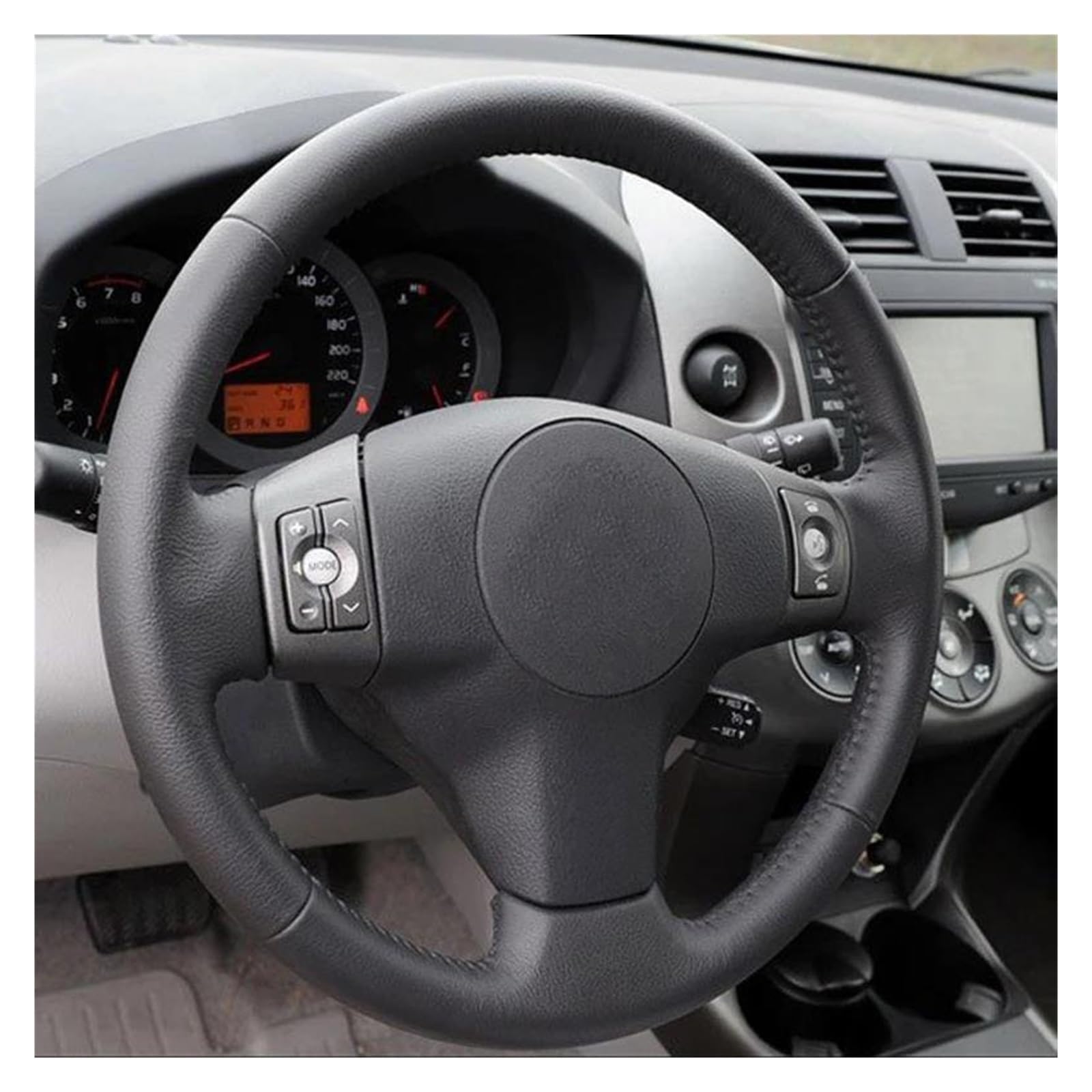 Lenkradabdeckung Handgefertigtes Auto-Lenkrad Für Toyota Für Rav4 2009–2012 Jahre, Schutzhülle, Atmungsaktive Lenkabdeckungen Lenkrad Bezug Auto(Black)