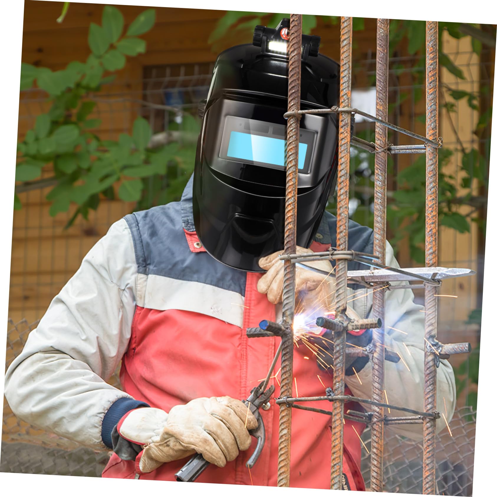 Maschera Protettiva per Saldatura a Mezza Copertura Pp Nera | Schermo Ampio Oscuramento 8 Livelli, Fascia Regolabile Imbottitura Traspirante, Uso Indoor