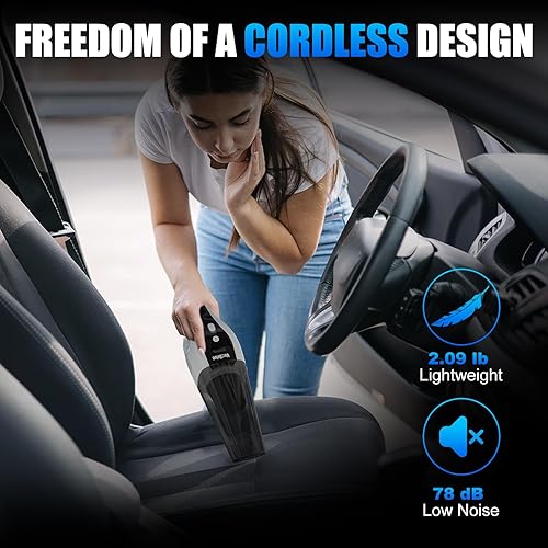 Miniatura 9 de Potente aspiradora de mano inalámbrica, verdadero motor CNC sin escobillas para un 45% más fuerte limpiador de aspiración, batería de gran capacidad