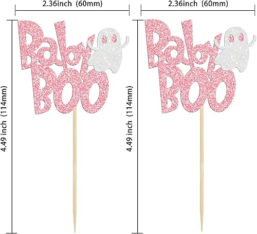 Miniatura 102 de 24 piezas de decoración para cupcakes Baby Boo con purpurina negra espeluznante y espeluznante para cupcakes de fantasmas para Halloween, baby