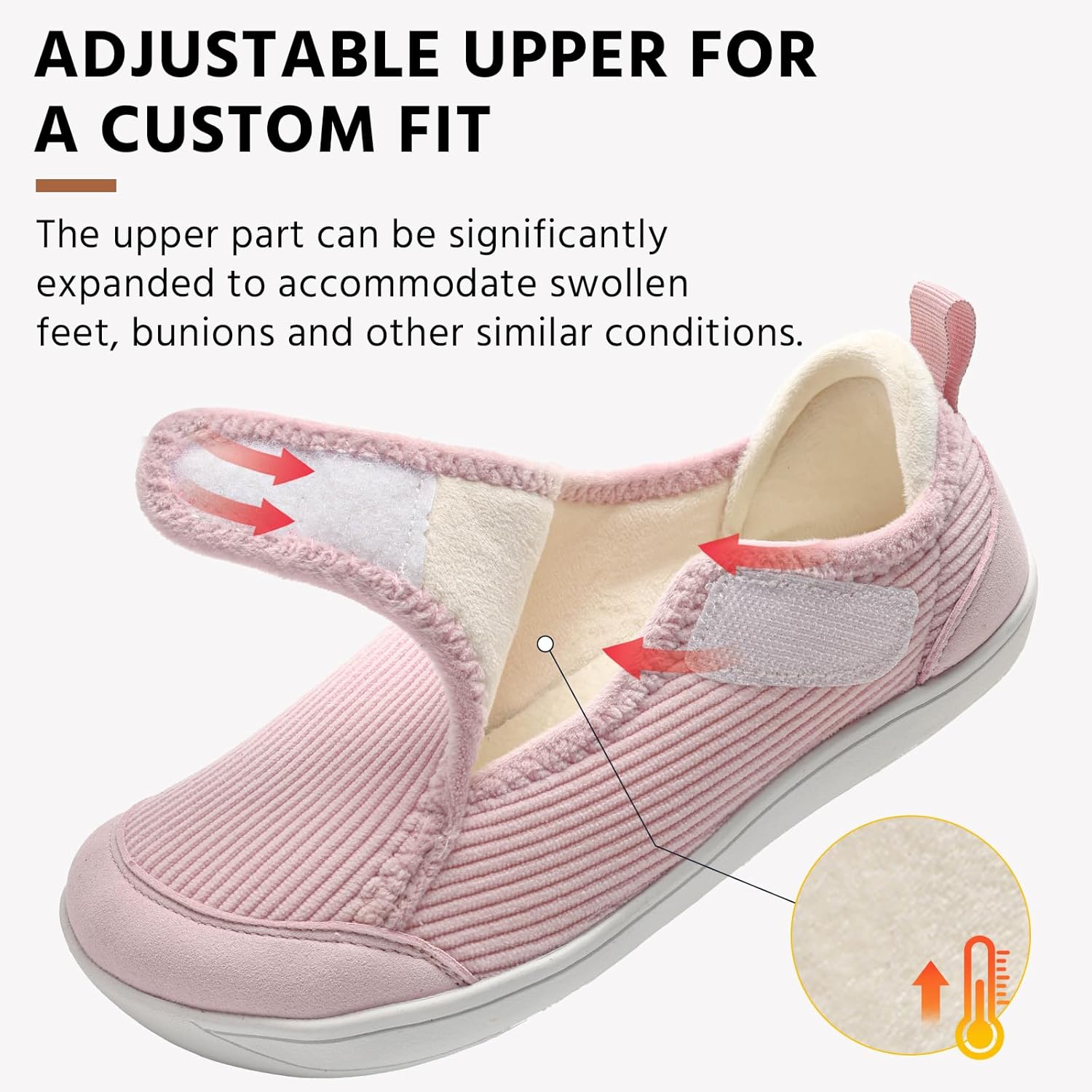 Comfortable Wide Diabetic Shoes for Women Mes,Barefoot House Shoes Slippers for Women Indoor Outdoor,Adjustable Zero Drop Edema Shoe for Neuropathy, Breathable Nursing Shoe Wide Width Casual Sneakers - Image 3