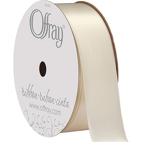 Berwick 061572 7/8" Wide Single Face Satin Ribbon, Antique White Ivory, 6 Yds