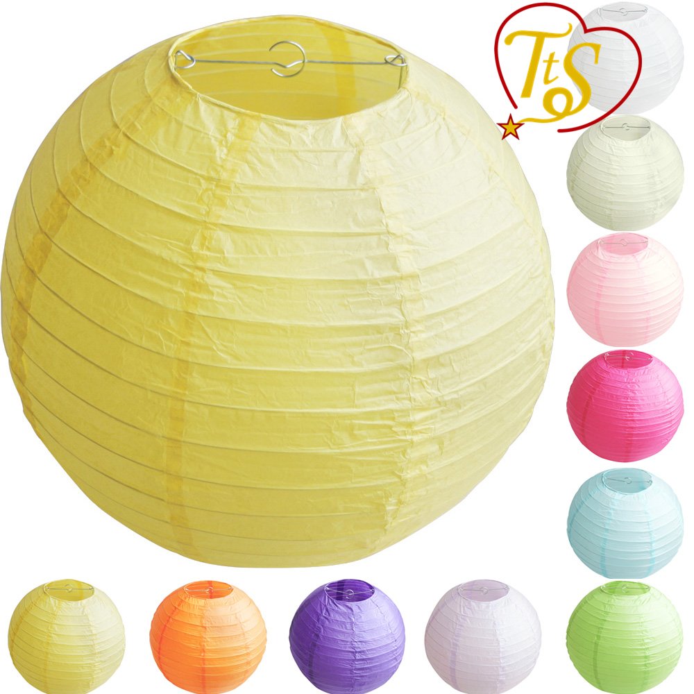 Time to Sparkle Tissue Paper Round Lanterns LampShade Lamp Shade Wedding Birthday Party Decoration | Gold Yellow, 8"(20cm) |