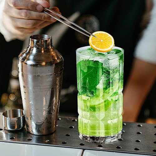 Miniatura 5 de Vasos Highball de 10 onzas, juegos de 6 piezas de vidrio alto, cristalería de agua de cristal sin plomo para whisky, cóctel