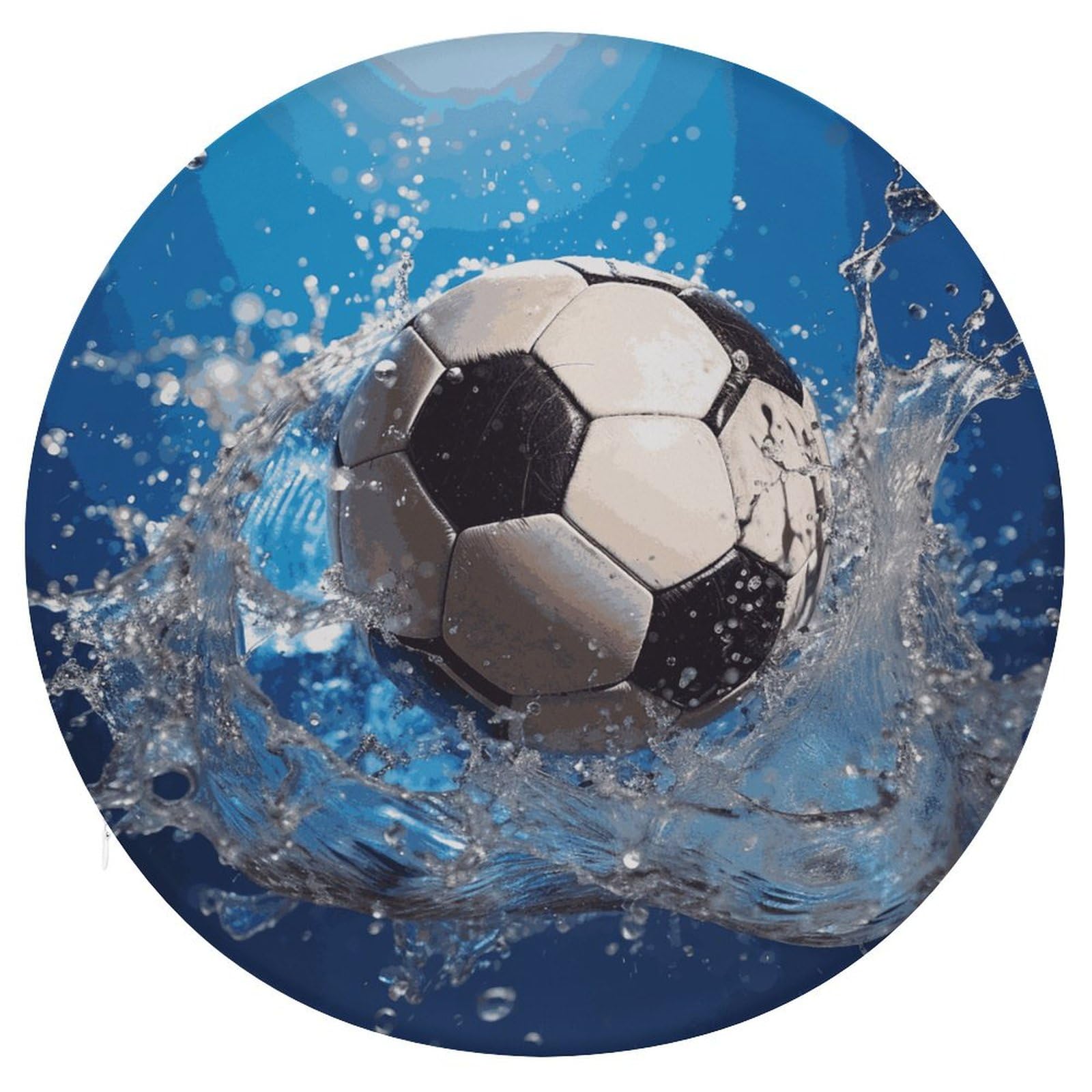 Coussin de sol de méditation rond imprimé football à l'eau pour adulte 39 cm