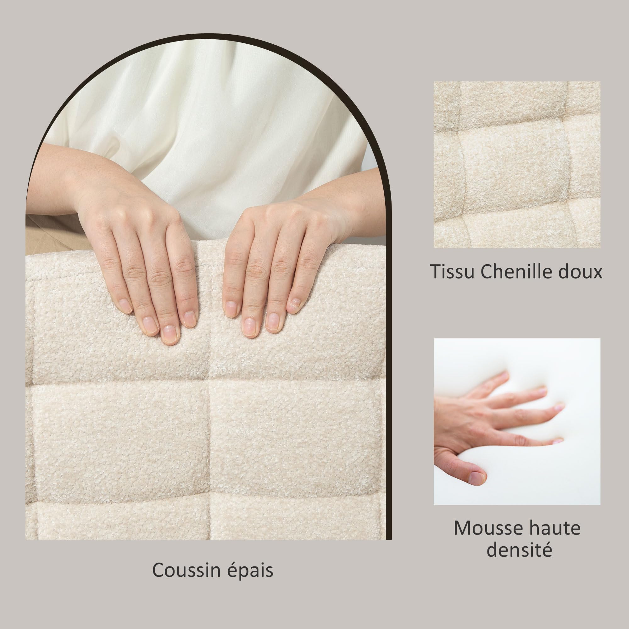 HOMCOM Lot de 2 tabourets de Bar pivotants, Hauteur réglable, Beige | Chaises de Bar, Chaise Haute Cuisine avec Dossier, Repose-Pieds, Cadre en Acier, Charge 120 Kg