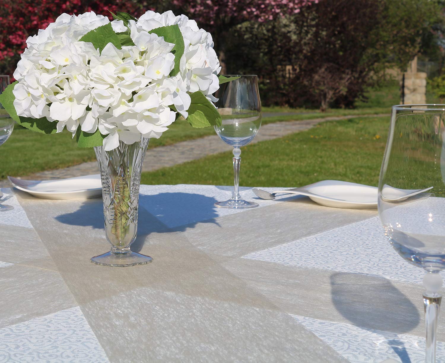 AmaCasa Chemin de Table Non tissé Courroie de Table Ruban de Table Non tissé Mariage Communion 15cm/20m (Beige, 15cm