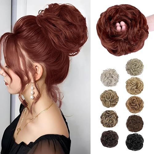 Vista 25 de MORICA Extensión de pelo sintético en forma de moño rizado y ondulado para mujeres (85H6A)