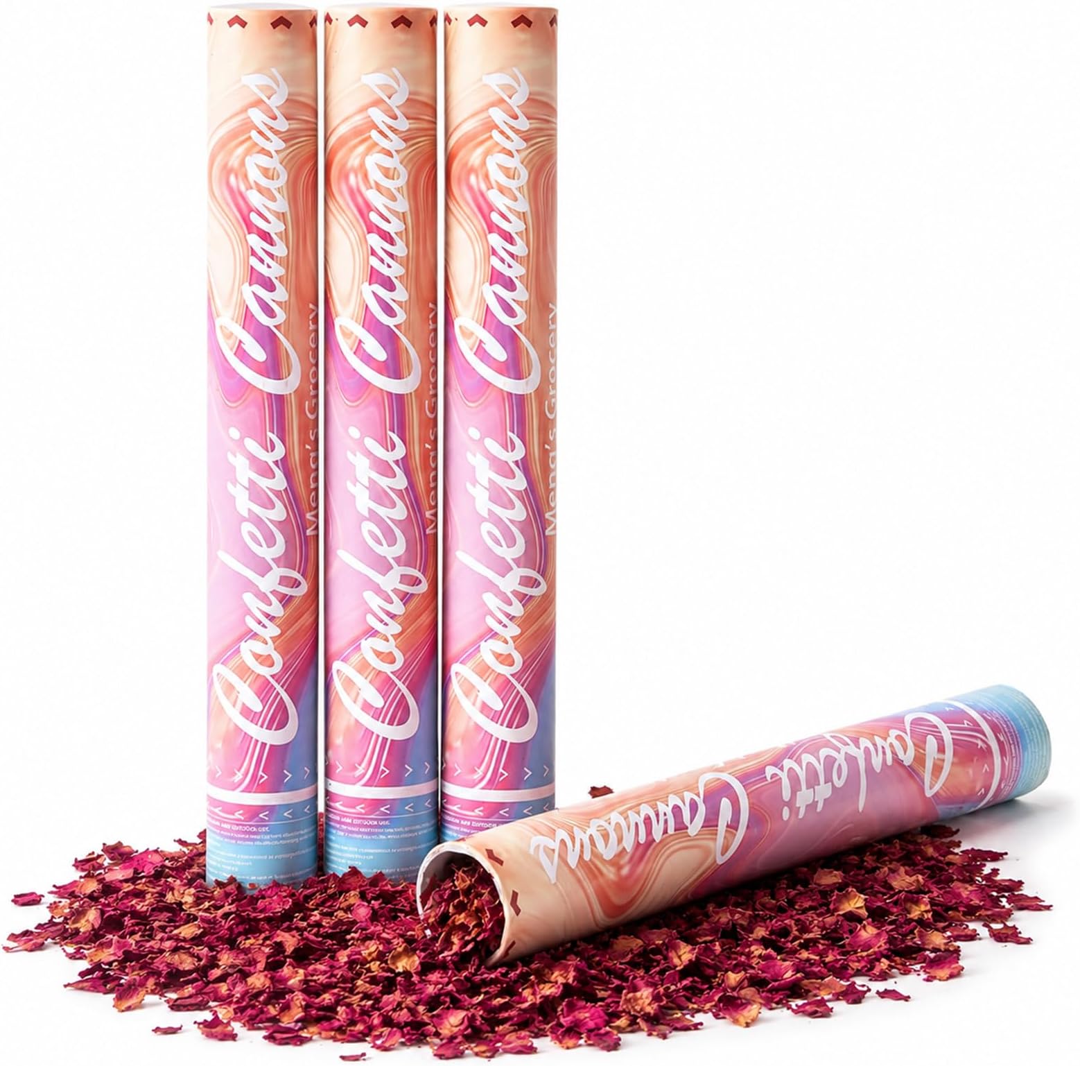 Natural Dried Flower Petal Confetti Cannon, 4pcs Rose Petals Party Supplies Confetti Poppers, Biodegradable Petals Confetti Cannon for Wedding, Birthday, Graduation