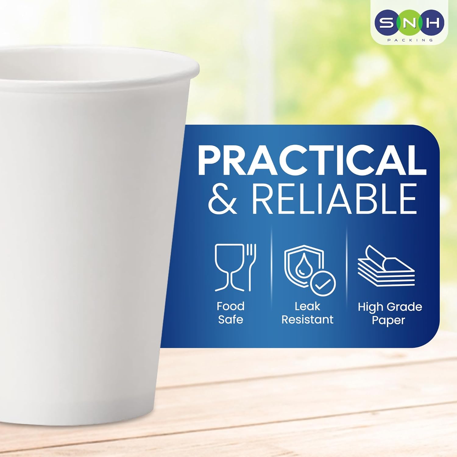 SNH Packing 100-Pack 12 oz Single Wall Paper Cups - Disposable Coffee Cups for Hot & Cold Drinks, Leak-Proof White Paper Cups for Tea, Water, Beverages - Ideal for Office, Home, Parties, Travel