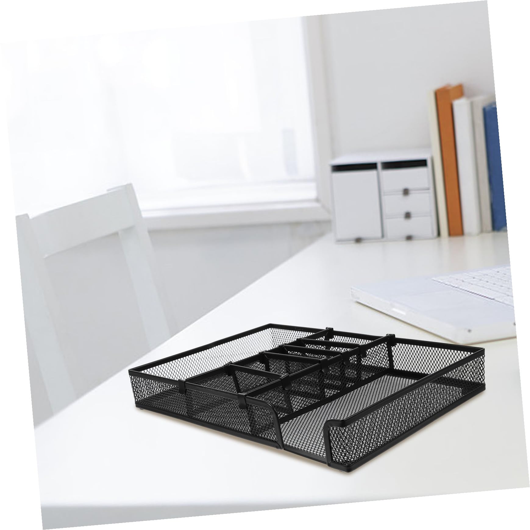 Bandeja Organizadora de Escritorio Compartimentos de Hierro Negro | Organizador de Cajones, Sistema Práctico de Orden, Estilo Moderno, para Oficina y Escritorio