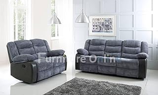 Rio Jumbo cord 3+2 recliner in black and grey