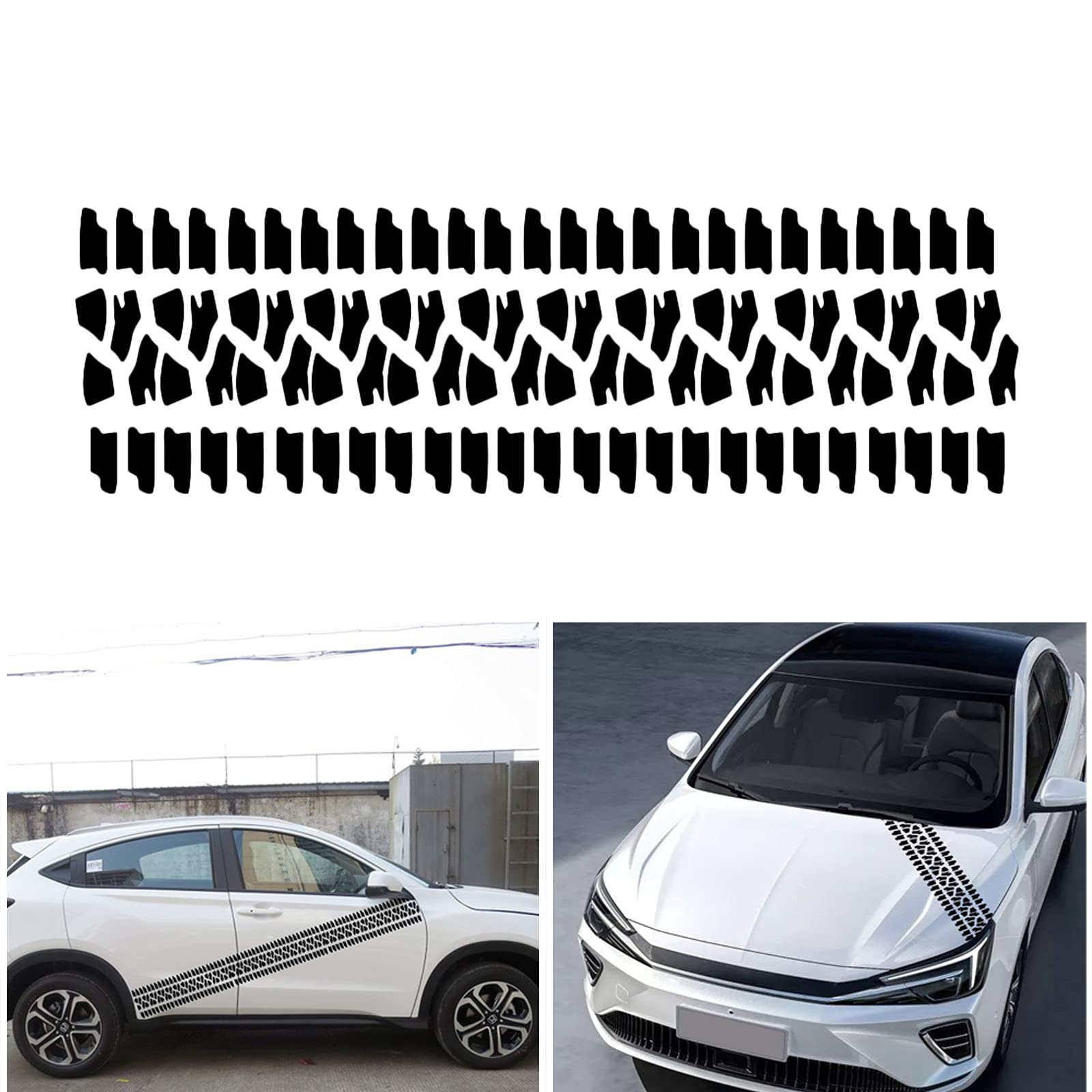 AuMoHallTire Graphics Hood Sticker Auto Racing Sports Decal Side Body Vinyl Modified Stripe Car Truck Exterior Decoration 25.59'' x 7.87'', Black