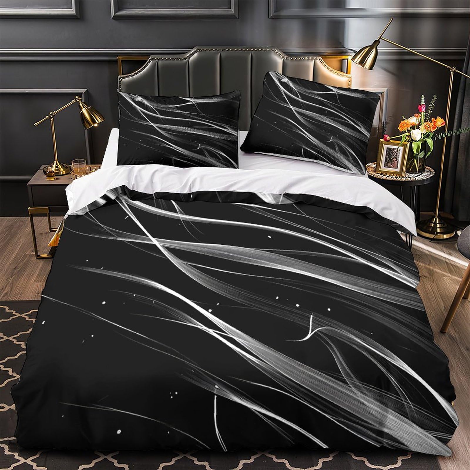 Parure de lit microfibre lignes abstraites pour chambre d'ado garçon tendance