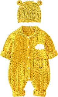 Boys Sweaters Size 6 Newborn Infant Baby Knitted Romper Cotton Long Sleeve Boy Girl Sweater Clothes Baby Jumpsuit Bear Ear Hat Outfits Set Boy Hoodies Size 10 12